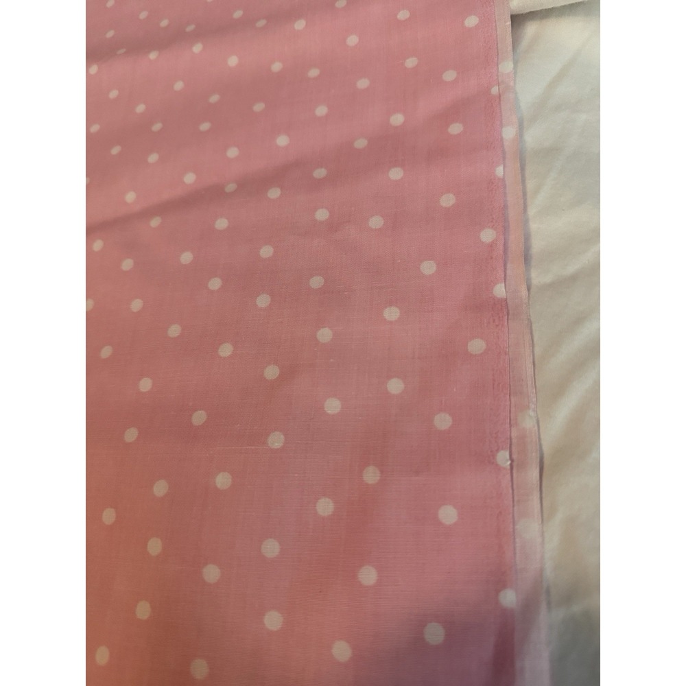 Vintage New Pink With White Polka Dots 42" By 66"Fabric Remnants Sewing